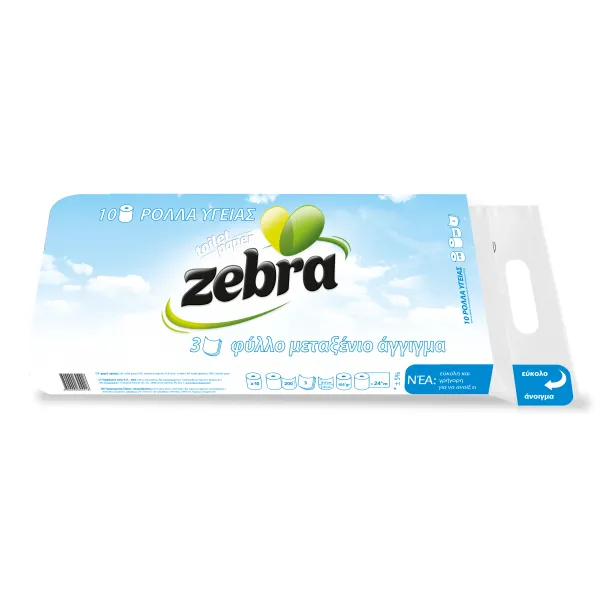 Zebra Blue Туалетная бумага 10 рул 3 слойная - image 1