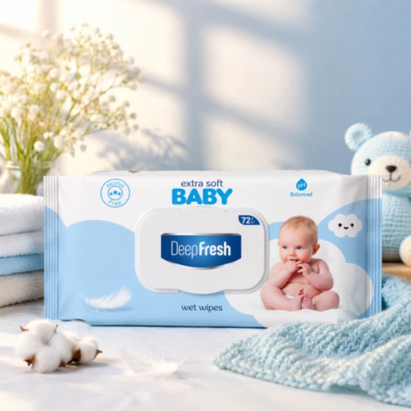 DeepFresh Servetele umede cu capac 72 buc Extra Soft Baby Blue - image 2