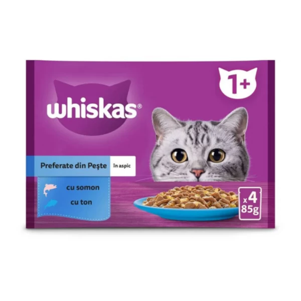 Whiskas Hrana umeda pentru pisici adulte cu Peste PLIC 4x85g - image 1