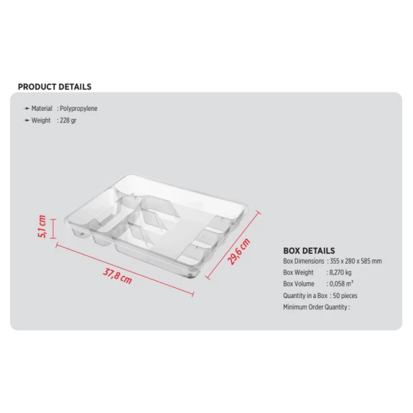 Proff Tavă mare pentru tacâmuri, transparentă - image 2