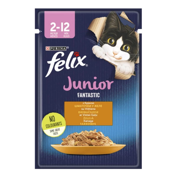Felix Fantastic Junior conserve pentru pisoi cu pui in jeleu 85 g - image 1