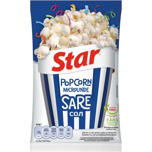Star Popcorn для микроволновки 80 гр соль - image 1