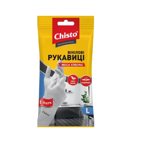 Chisto перчатки виниловые очень прочные L 1 пара - image 1