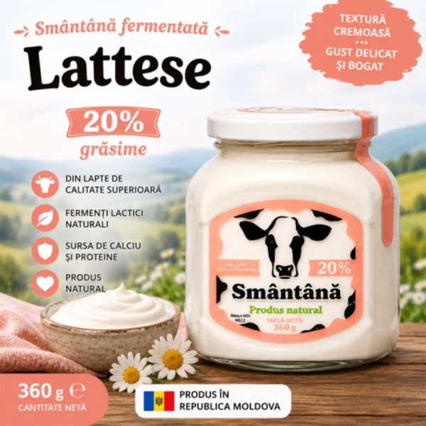 Smantana fermentata Lattese 20%, 360 gr - image 2