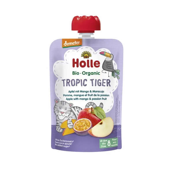 Holle Bio Organic Piure Tropic Tiger de mere, mango si fructul pasiunii (8 luni+) 100g - image 1