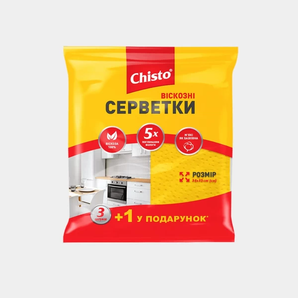 Chisto Салфетки для уборки вискозные 3+1 шт - image 2