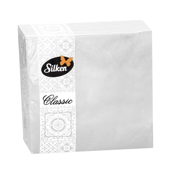 Silken 33x33 2 str 50 buc Servetele de masa Albe - image 1