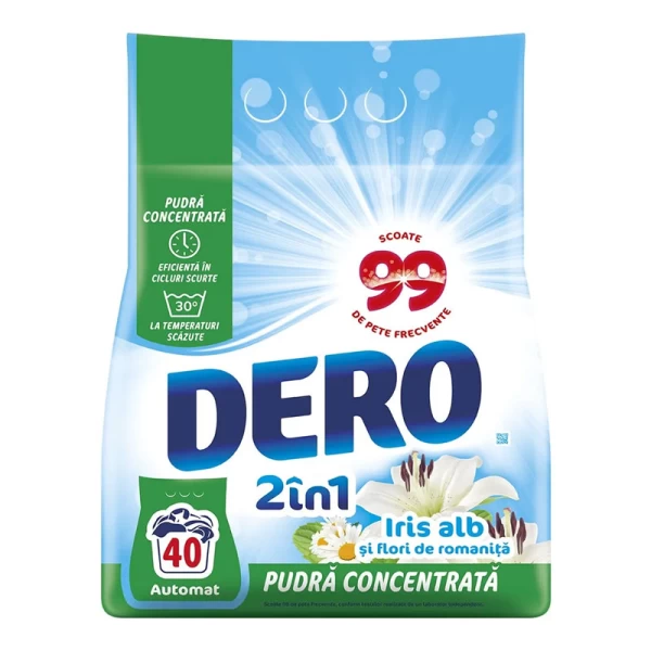 Dero Detergent de rufe 2in1 3kg Iris Alb si Flori de Romanita (40 spalari) - image 1
