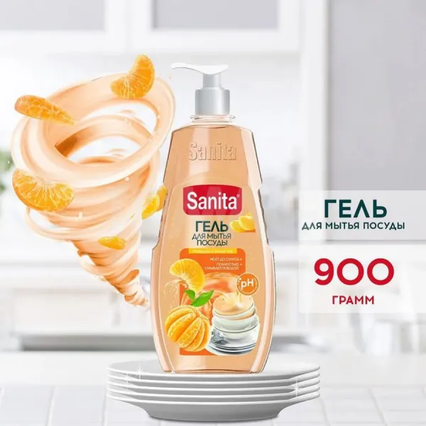 Sanita Detergent vesela 900ml Mandarin+Ceai Alb - image 2