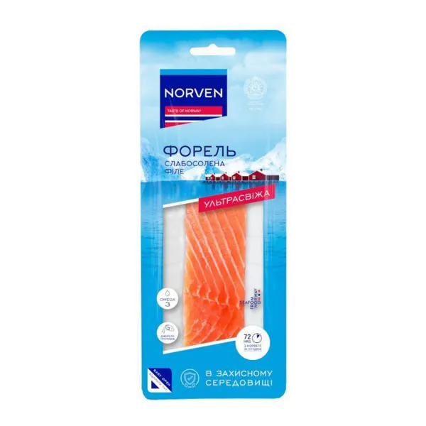 Форель филе-кусок на шкуре Norven сл/с в/у 180г - image 1