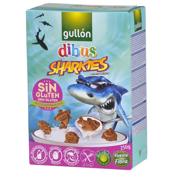 Gullon biscuiti Dibus Sharkies fara gluten si lactoza 250g - image 1