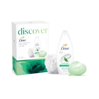 Подарочный набор 2025 Dove гель для душа Fresh Care, 250мл + мыло-крем Dove Освежающее, 90г + пуховк - thumbs image 3