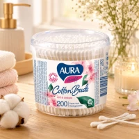 Ватные палочки с круглым наконечником биоразлагаемые Aura 200 шт - thumbs image 2