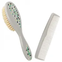 Baby Nova Set perie și pieptene cu peri naturali (roz sau gri), 1 buc. - thumbs image 2