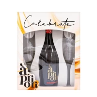 Set Cadou Vin Spumant Apriori Muscat 0.75l + 2 pocale