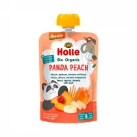 Holle Bio Organic Piure Panda Peach de piersici, caise, banane si griu spelt (8 luni+) 100g
