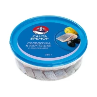 Санта Бремор Филе сельди, кусочки с оливками, 350 г