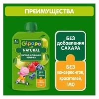 Gipopo Piure de fructe pentru copii Fructe Padure, Mar, Capsuna, Afine 90g - thumbs image 3