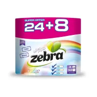 Zebra Hartie igienica 24+8 role 3 straturi Color