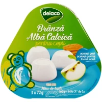 Delaco Branza alba Calcica pentru copii 3 bucati 3x72g