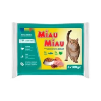 Miau-Miau влажный корм для взрослых кошек Микс 4x100 гр Индюк и Лосось