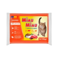 Miau-Miau влажный корм для взрослых кошек Микс 4x100 гр Говядина и Курица