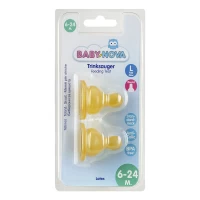 Baby-Nova Tetina 6 luni+, cu debit rapid, Latex, fara BPA, 2 bucati