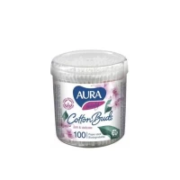Ватные палочки с круглым наконечником биоразлагаемые Aura 100 шт