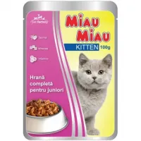 Miau Miau Hrana pentru pisici Junior kitten 100gr ( plic )