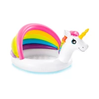 Piscină gonflabilă pentru copii Unicorn cu protecție solară 127×102×69 cm, 45 L, 1–3 ani, Intex