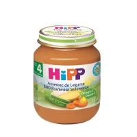 HiPP Piure de Amestec morcovi, varza, cartofi si mazar (4+ luni), 125 g