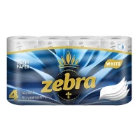 Zebra Hartie igienica 8 role 4 straturi White