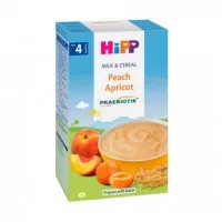 HiPP Terci de lapte cu orez și porumb, piersici și caise cu prebiotice 250 g