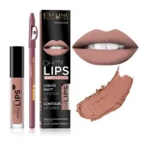 Eveline Set №8 Ruj pentru buze mat Oh My Lips 4,5ml.+ Creion pentrubuze Max intens color - thumbs image 2