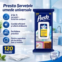 Универсальные влажные салфетки для уборки Presto 120 шт - thumbs image 2