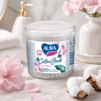 Ватные палочки с круглым наконечником биоразлагаемые Aura 100 шт - thumbs image 2
