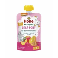 Holle Bio Organic Piure Pear Pony de pere, piersici, zmeura si griu spelt (8 luni+) 100g - thumbs image 1