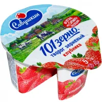 Творог зерненый Савушкин 101 зерно+сливки клубника 5% 130г - thumbs image 3