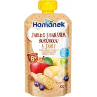 Пюре Hamanek из яблок, бананов и черники с пшеном (6+ мес.), 100 г - thumbs image 1