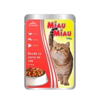Miau Miau Корм для кошек с мясом с говядиной в соусе 100гр