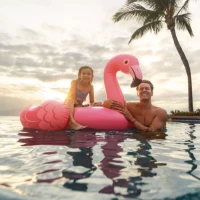 Plută gonflabilă Flamingo cu mânere, 142×137×97 cm, max. 80 kg, 3+ ani, Intex (57558) - thumbs image 3