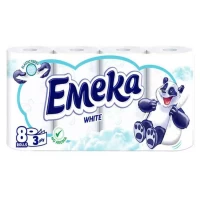 Emeka Туалетная бумага, 3 слоя, 8 рулонов White