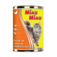 Miau Miau Conserva pentru pisici cu carne de pui 415gr