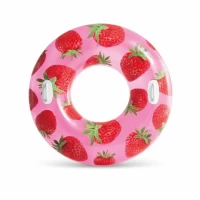 Colac gonflabil cu mânere Tropical Fruit, 107 cm, max. 80 kg, 3 culori, 9+ ani, Intex (56261)