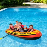 Barca gonflabila Explorer 300 cu vasle si pompa, 211×117×41 cm, max. 186 kg, 6+ ani, Intex (58332) - thumbs image 2