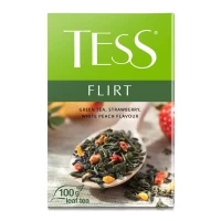 Чай листовой зеленый Tess Flirt клубника и персик, 100 г - thumbs image 1