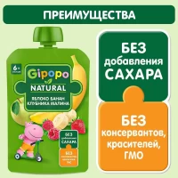 Gipopo Пюре фруктовое Яблоко, банан, малина, клубника с 6мес 90г - thumbs image 2