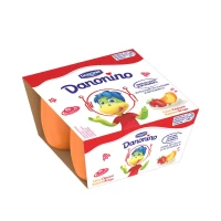 Danonino Branza proaspata cu piure de capsuni si caise 4x50g