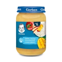 Gerber Piure de mere, mango si piersici cu branza de vaci 190g