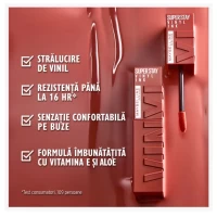 Maybelline Ruj lichid rezistent SuperStay Vinyl Ink 120 Punchy - thumbs image 4